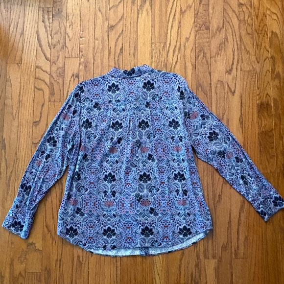 J. Jill Blue and Multi Color Floral Button-Down Shirt - Picture 4 of 9